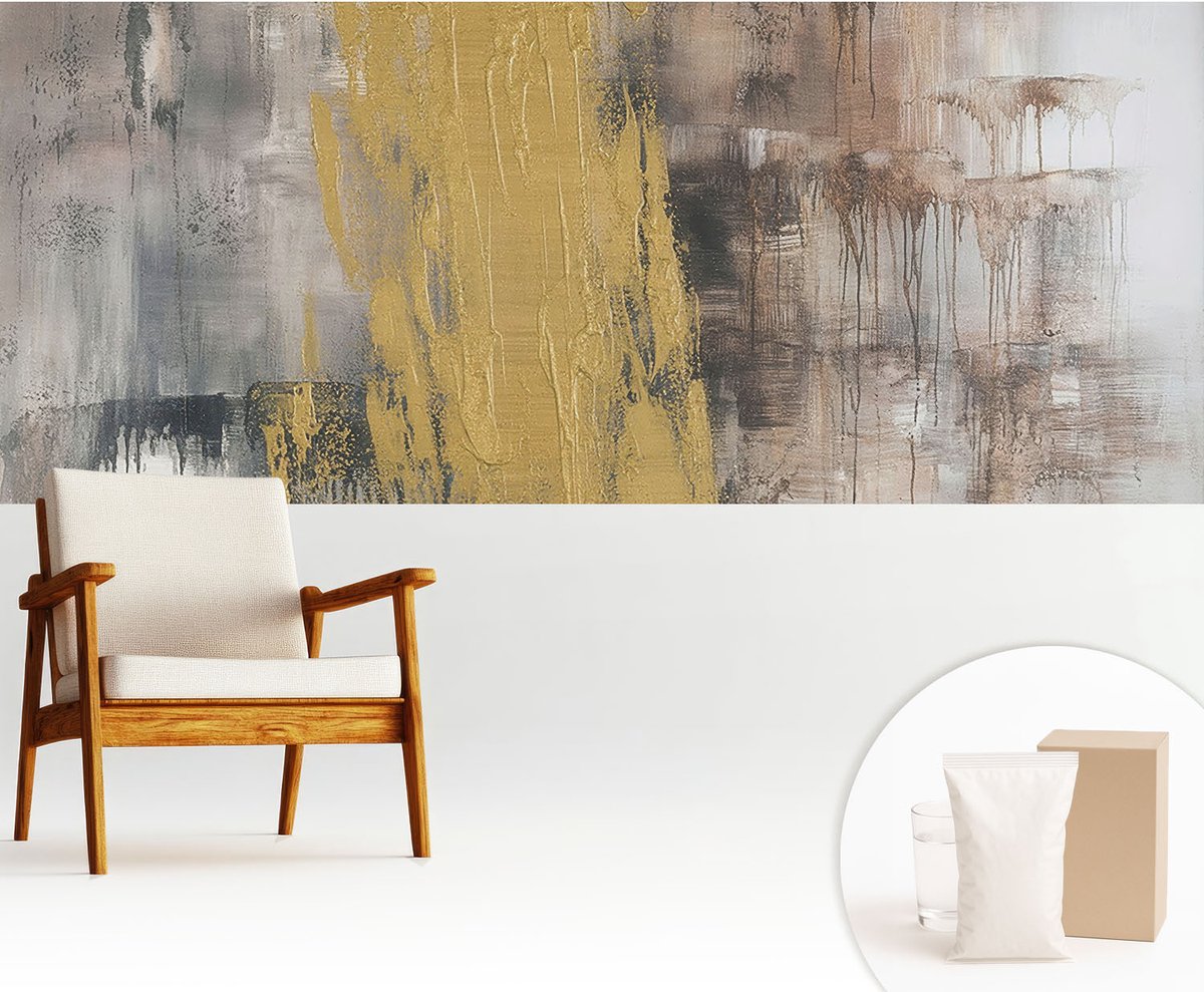 Wallfluent Fotobehang - Grijs Vliesbehang - 250x104 cm - Abstracte Visie Fotobehang Vlies - Woonkamer behang Abstractie - Muurschildering - Hal behang
