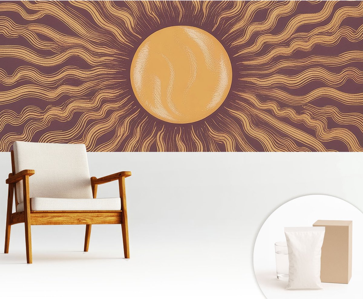 Wallfluent Fotobehang - Bruin Vliesbehang - 250x104 cm - Zonnestralen Muurschildering - Slaapkamer behang Deel - Fotobehang Vlies - Slaapkamer behang