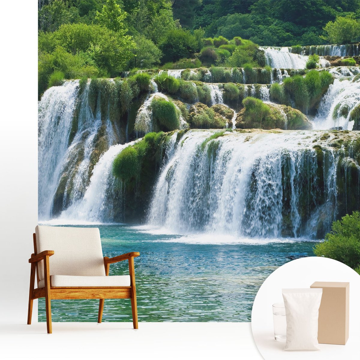 Wallfluent Fotobehang - Groente Vliesbehang - 250x250 cm - Natuurlijke Harmonie Muurschildering - Slaapkamer behang Landschappen - Fotobehang Vlies - Gang behang