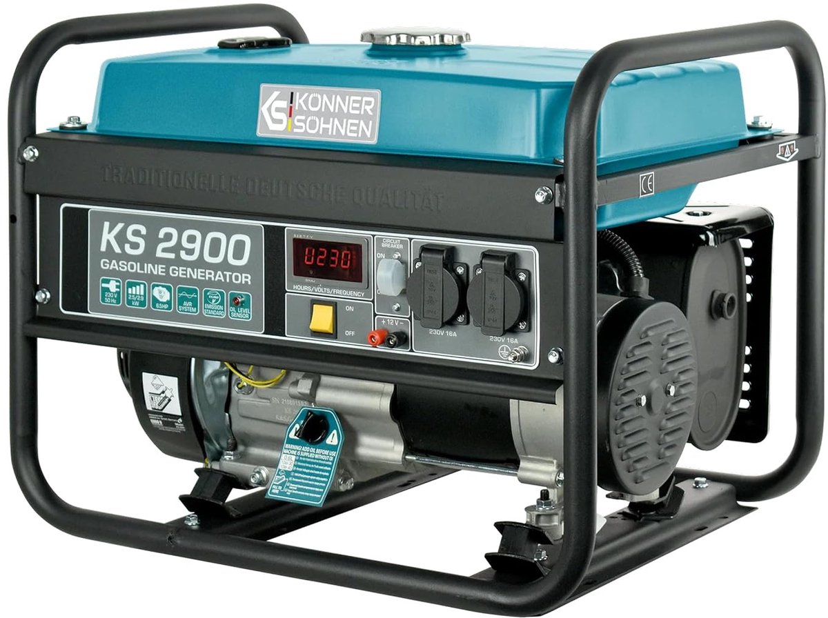 Benzinegenerator 2900W - 44L x 58B x 43H cm - Industrohome
