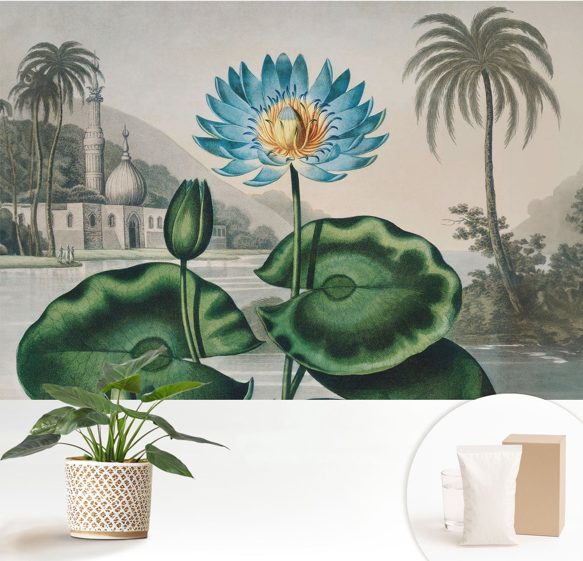 Wallfluent Fotobehang - Groente Vliesbehang - 152x104 cm - Exotisch Landschap Fotobehang Vlies - Woonkamer behang Bloemen En Planten - Muurschildering - Hal behang