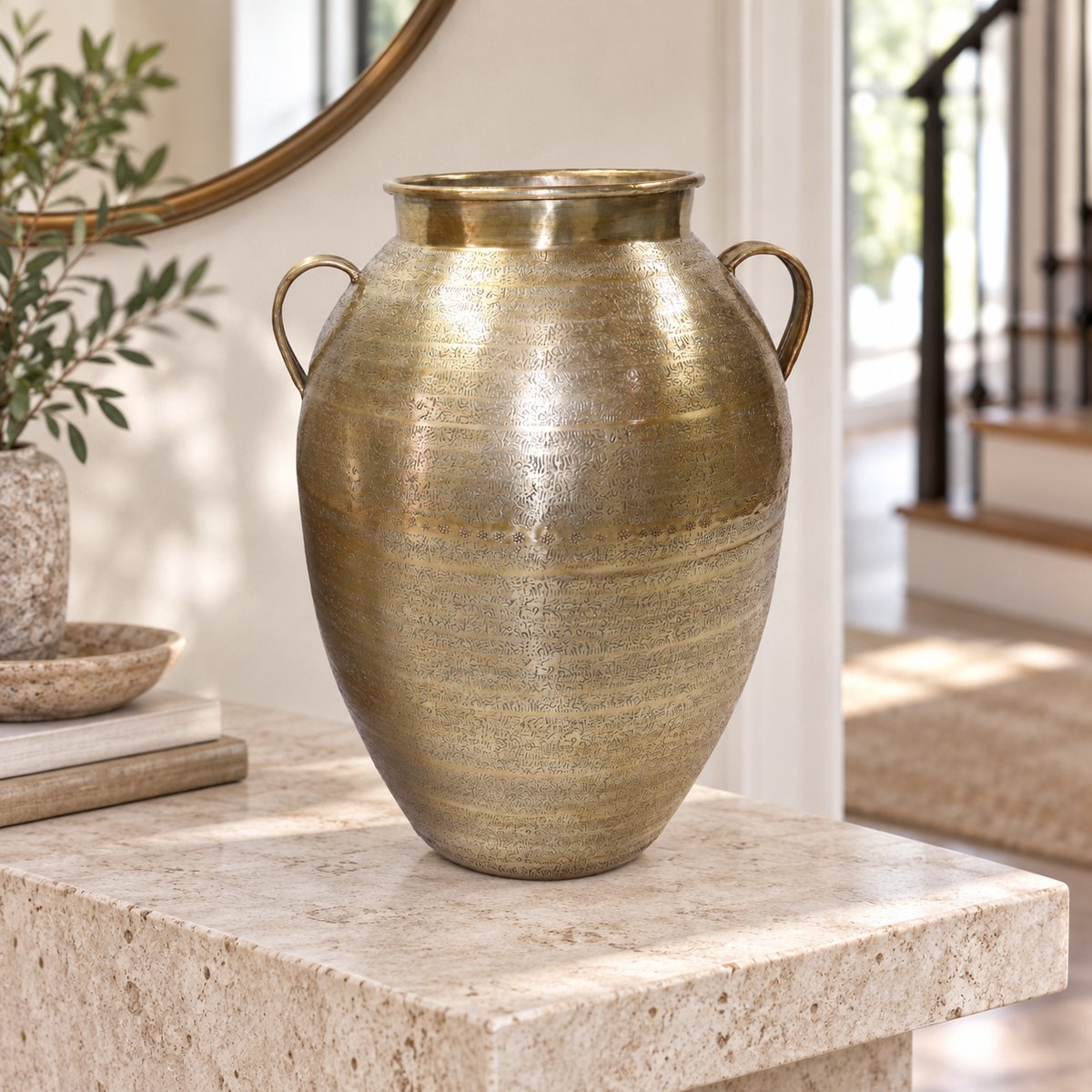 Hoppa! Vaas - Met oren en brede hals - Goud - 30 x 32 x 43 cm (B x D x H) Goud #2