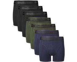 Bamboo Basics Heren Bamboe Boxershorts Rico (7-pack) - Navy, Army & Zwart - Ondergoed Heren - Boxershort Heren Lange pijp - Maat L