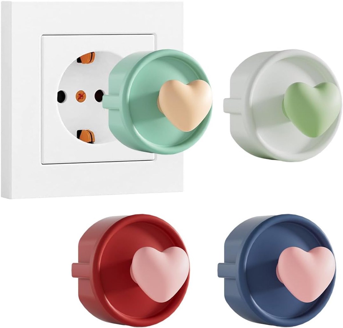 4 kinder socket set, stekker beschermende hoes, stekker beschermende hoes, type F, decoratieve silicone container, stofdichte hoes, decoratieve socket, stofdichte hoes 3,9 * 3,9cm