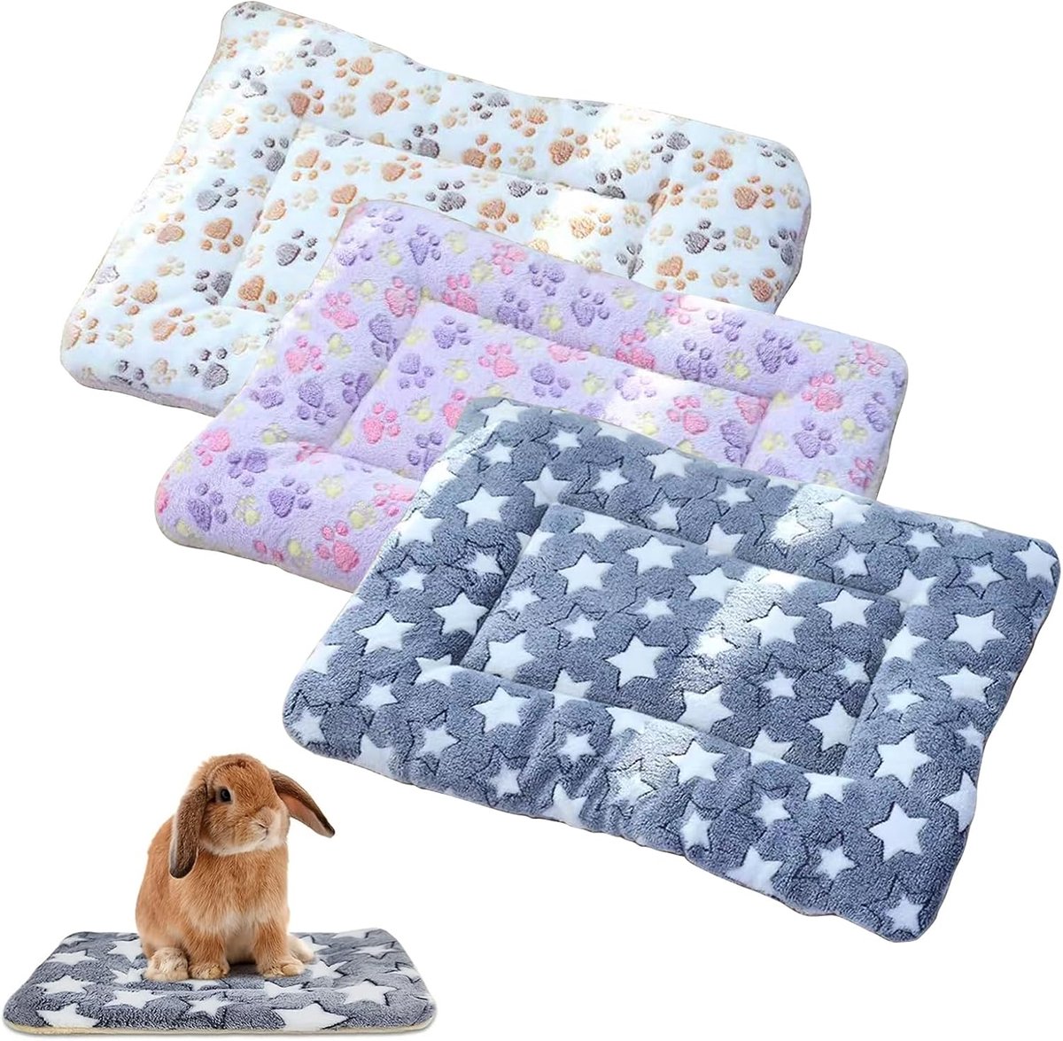 3 stuks pluche bedjes voor kleine dieren, bed voor konijn, cavia, zacht en comfortabel, warm bed voor hamster, huisdiermat, accessoires voor cavia's, konijnen