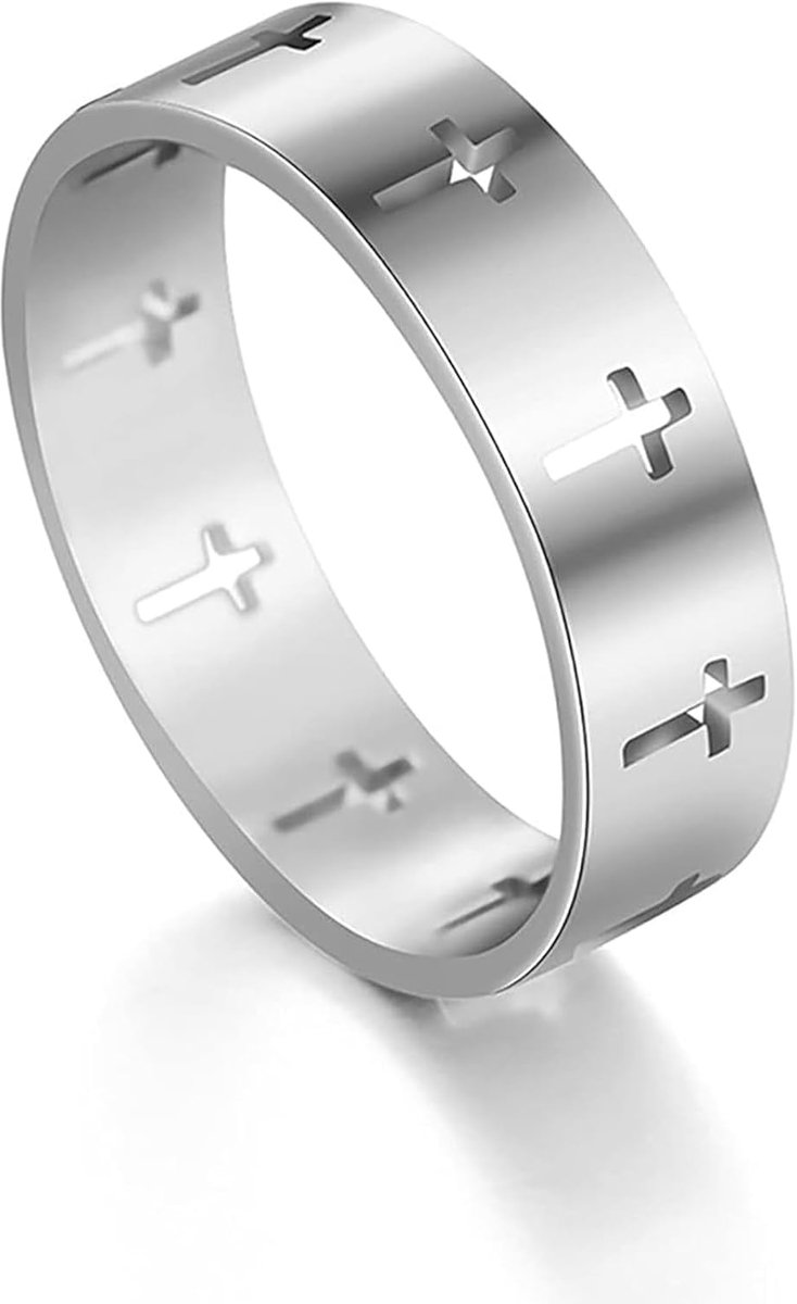 Ring voor Mannen Vrouwen Christian Cross Ringen Spinner Rvs Lord's Gebed Angst Ring Religieuze Bruiloft Verklaring Stapelbare Band Ringen