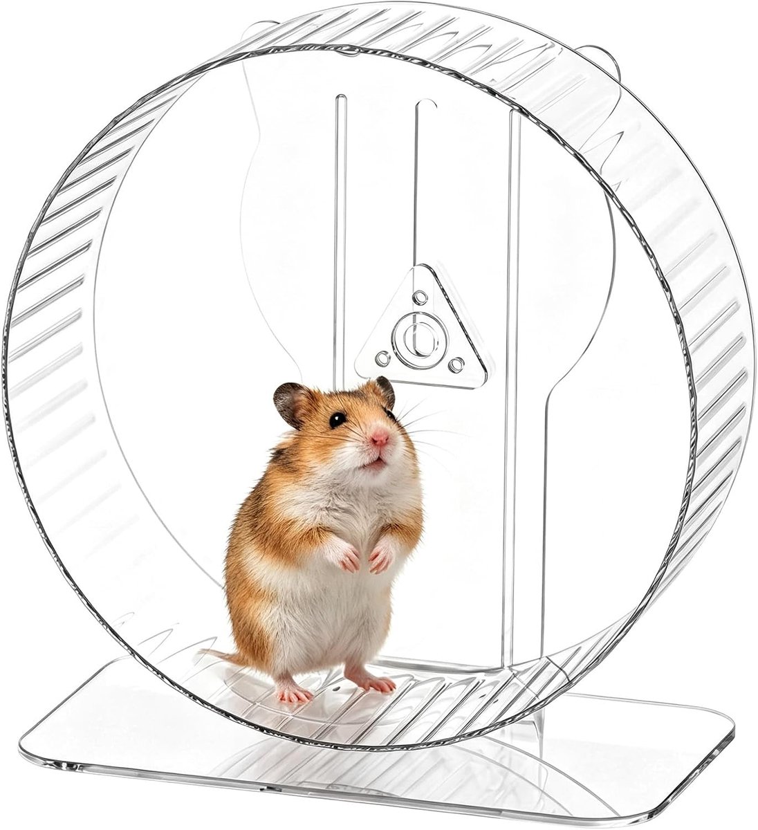 Ø 23,6 cm, stille hamsterloopwiel van transparant acryl, instelbare hoogte, antislip loopschijf voor hamsters, gerbilten en kleine dieren