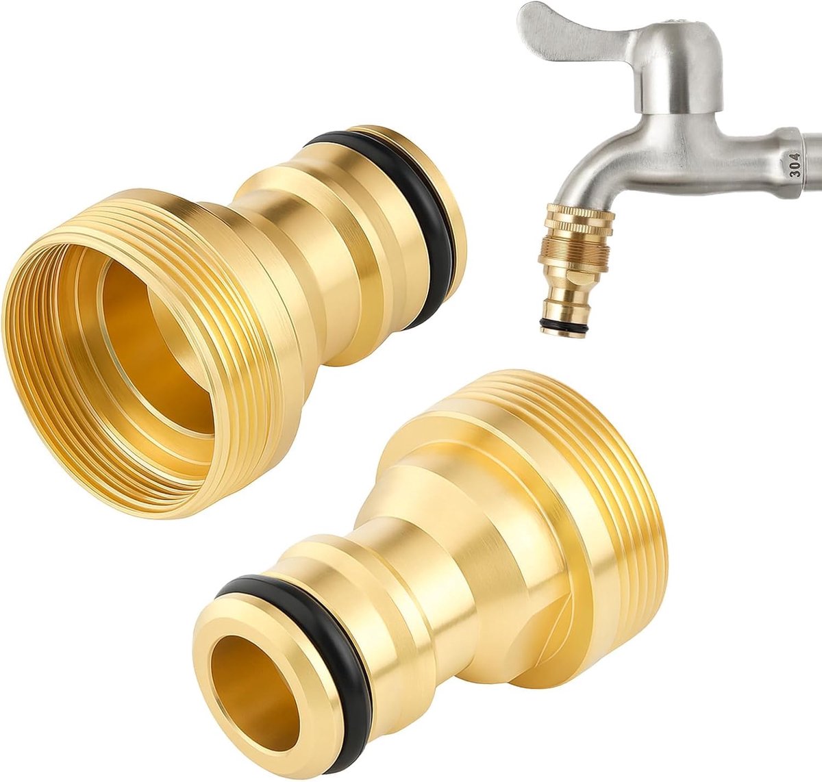 SnelShoppen - Tap Adapter voor Tuinslang, 2 Stuks, Snel en Gemakkelijk te Installeren Op Keukenkranen, 22-24 mm, Robuust Messing, Corrosiebestendig, I