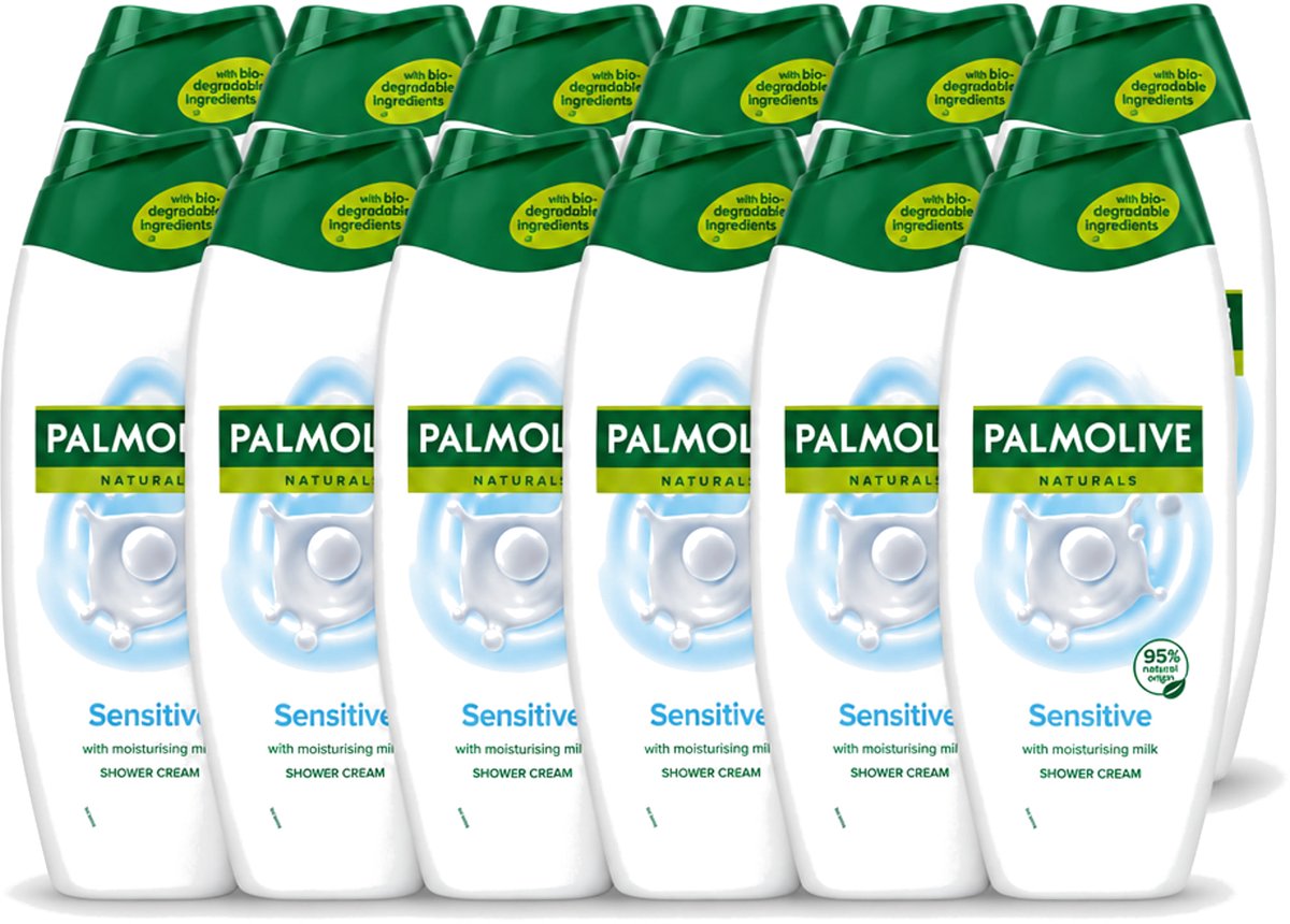 12 x Palmolive Naturals - Douchegel - Sensitive - Voor Gevoelige Huid - 500 ml - Voordeelverpakking - 12 stuks