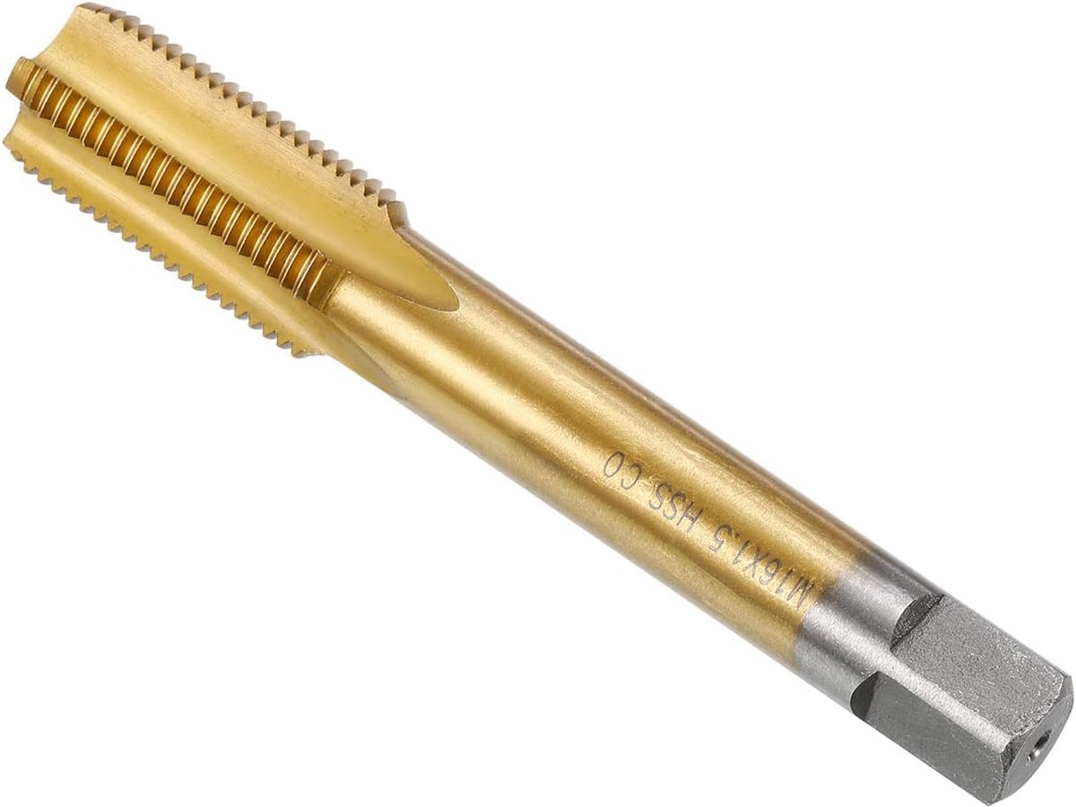 Metrisch M16 x 1,5 schroefdraad titanium gecoate machine 4 rechte fluiten schroef inrijgen gereedschap - (toepassingen: voor tappen boren machine) 1 stuk