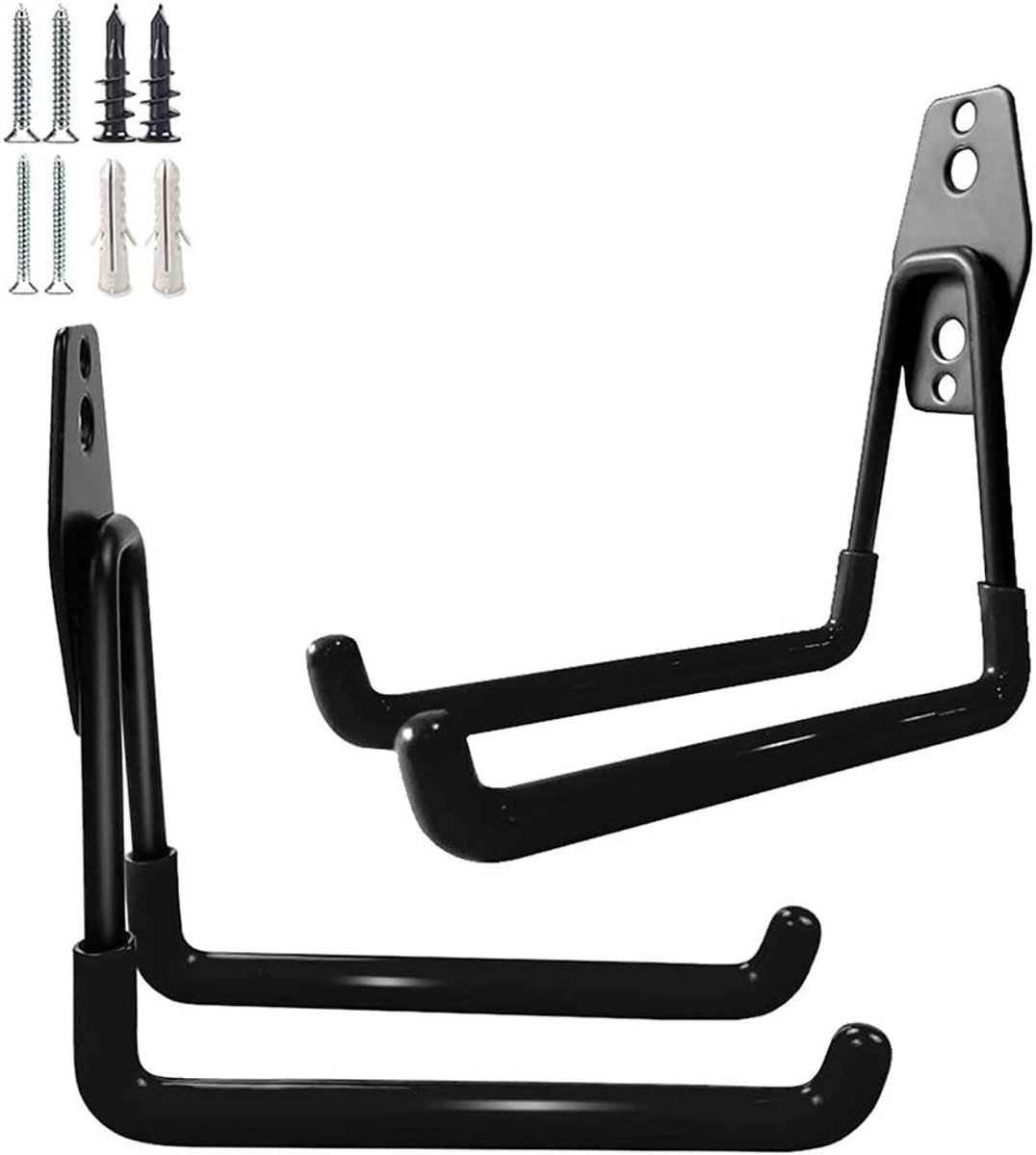 Garage opslag haken 2pcs - middelgroot vierkant met rubber coating - stevige metaal - perfect voor gereedschap - ShopVlot