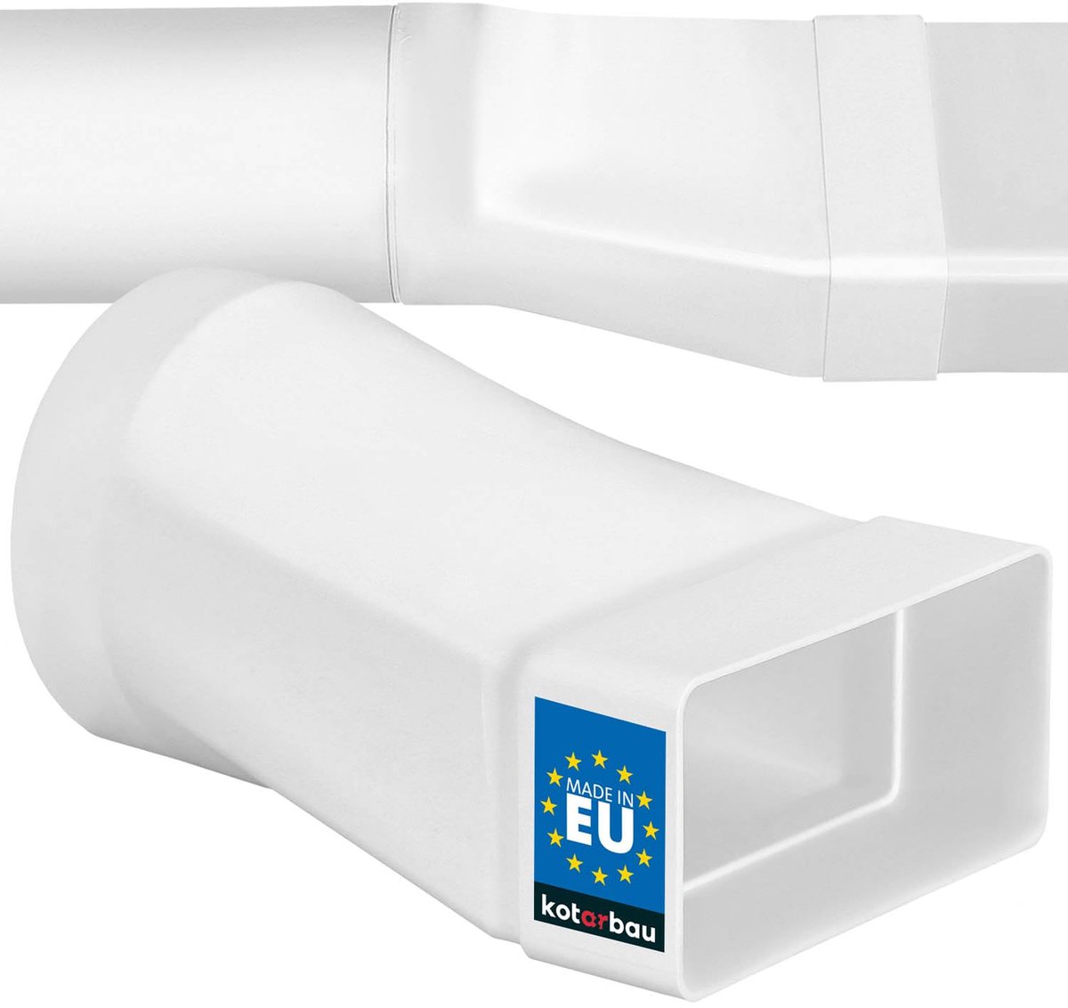 KOTARBAU® Kanaalverbinder - Verbindingsstuk ⌀ 100mm & Vlak Kanaal 120x60mm Connector Ventilatiebuis - Verbindingsstuk voor Ronde Buissystemen - Kunststof - Wit