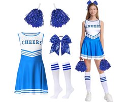 GUBOOM Cheerleader Dress Women's Cheerleader Costume with Pompoms Socks Headband Cheerleader Dress for Theme Parties - ShopVlot