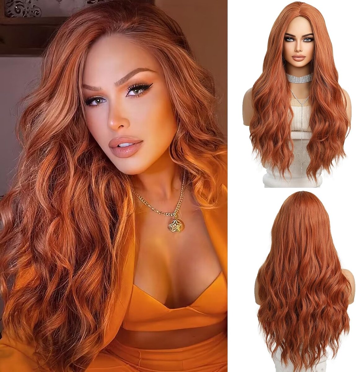 Cosplay Haarstuk Lang Golvend - Ginger Kleur - Synthetisch en Hittebestendig - Perfect voor Feestjes - ShopVlot