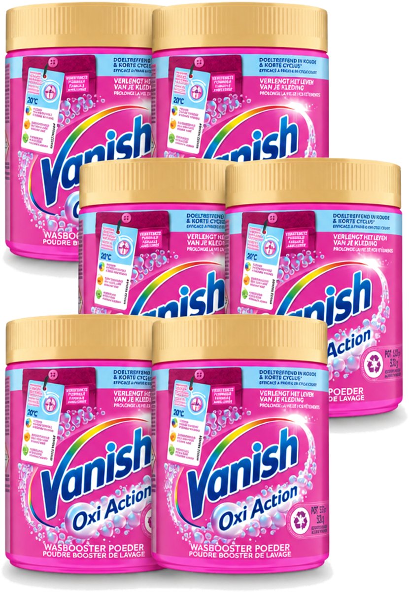 6 x Vanish Oxi Action - Vlekkenverwijderaar Poeder - Zonder Bleek - Gekleurde Was - 530 Gram - Voordeelverpakking - 6 stuks