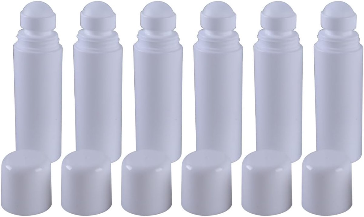 6 stuks plastic rollerflesjes van 100 ml, lege roll-on deodorantflesjes, voor het bewaren van deodorant met etherische olie.