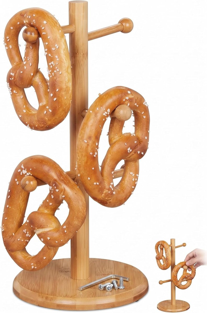 1-delige set met ronde basis en gereedschap, veilige stand voorkomt omkantelen, ideaal als donutstandaard voor traditionele Beierse decoratie en verse pretzels