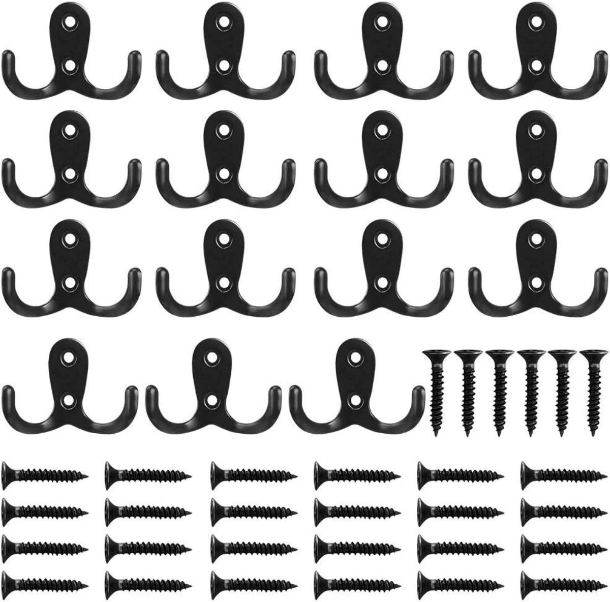 SSTRWGOOD Kapstok haken - Handdoekhaakjes - Handdoekhanger - haakjes - Ophanghaken - Wandhaak - Metaal - met schroeven - voor badkamers, slaapkamers, keuken - Set van 15
