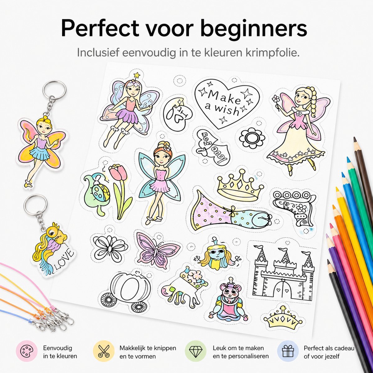 BOTC Krimpfolie set - 164-Delig Krimpie Dinkie Pakket - Krimpfolie Knutselpakketten - Krimpfolie vellen - Knutselen Krimpie Dimpie – Sieraden en sleutelhangers maken — cadeau in Hobby - foto 2