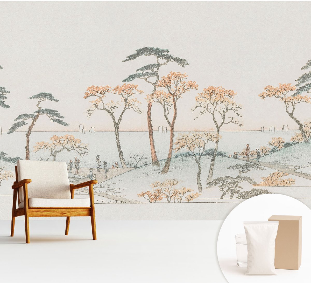 Wallfluent Fotobehang - Wit Vliesbehang - 312x219 cm - Vreedzaam Landschap Muurschildering - Slaapkamer behang Landschappen - Fotobehang Vlies - Slaapkamer behang