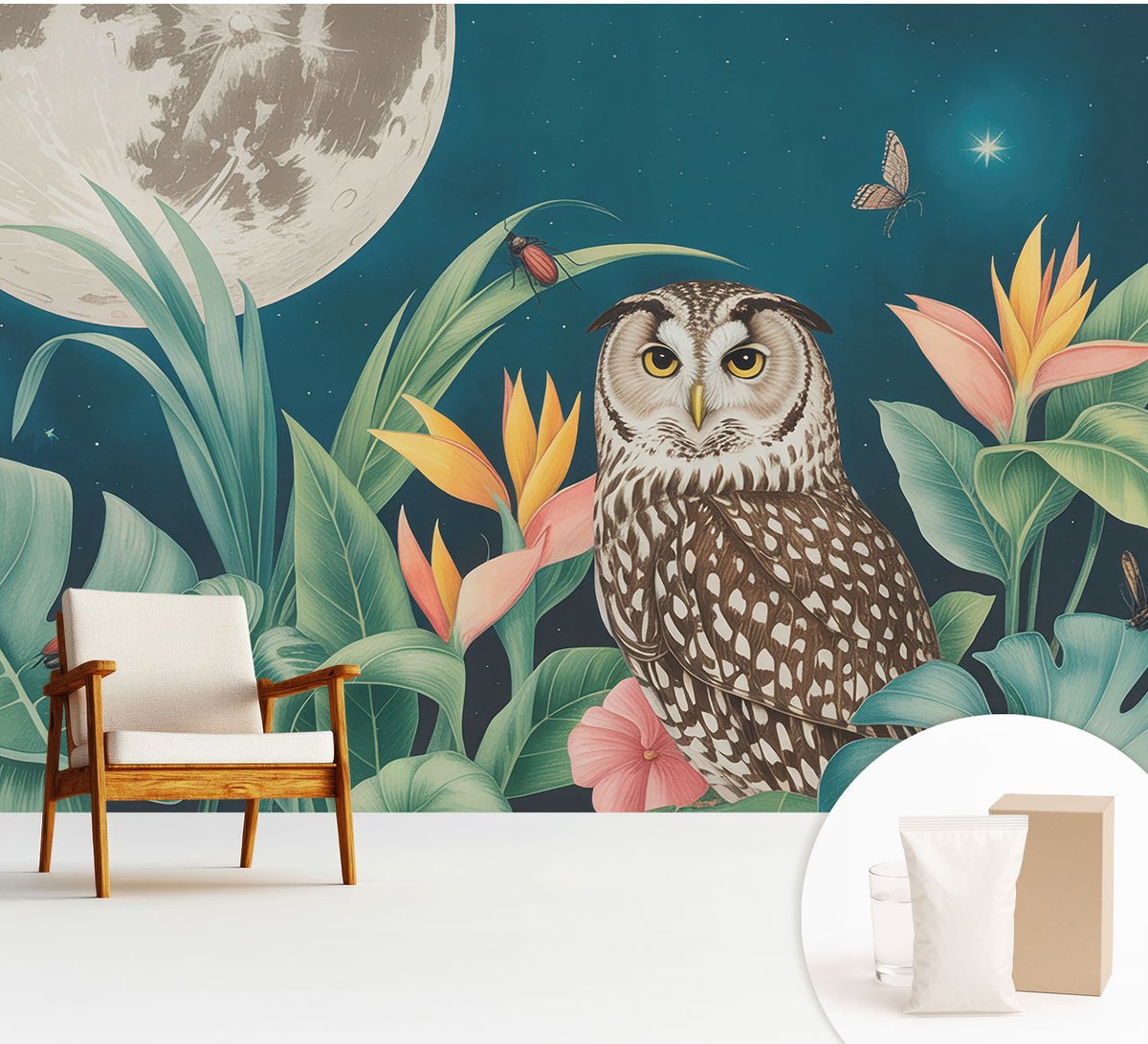 Wallfluent Fotobehang - Groente Vliesbehang - 312x219 cm - Maansafari Fotobehang Vlies - Hal behang Dieren - Muurschildering - Hal behang