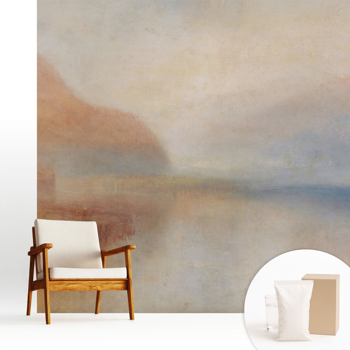 Wallfluent Fotobehang - Romig Vliesbehang - 250x250 cm - Etherisch Landschap Muurschildering - Slaapkamer behang Landschappen - Fotobehang Vlies - Gang behang