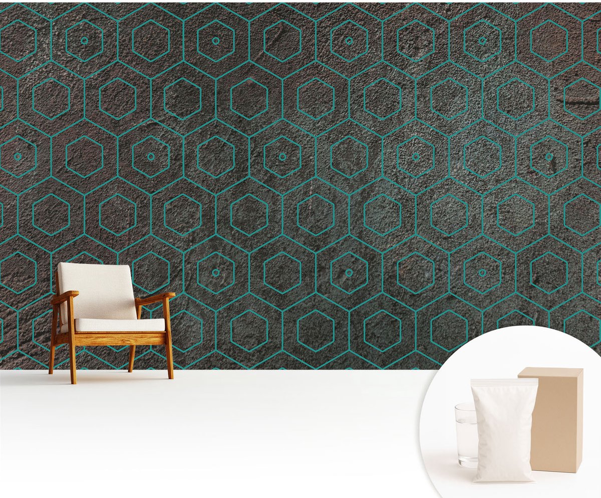 Wallfluent Fotobehang - Bruin Vliesbehang - 416x254 cm - Geometrisch Patroon Fotobehang Vlies - Hal behang Texturen - Muurschildering - Hal behang