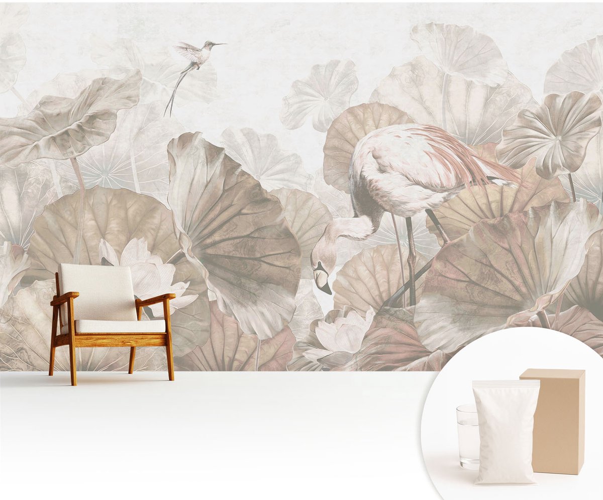 Wallfluent Fotobehang - Beige Vliesbehang - 416x254 cm - Elegante Natuur Fotobehang Vlies - Woonkamer behang Landschappen - Muurschildering - Woonkamer behang
