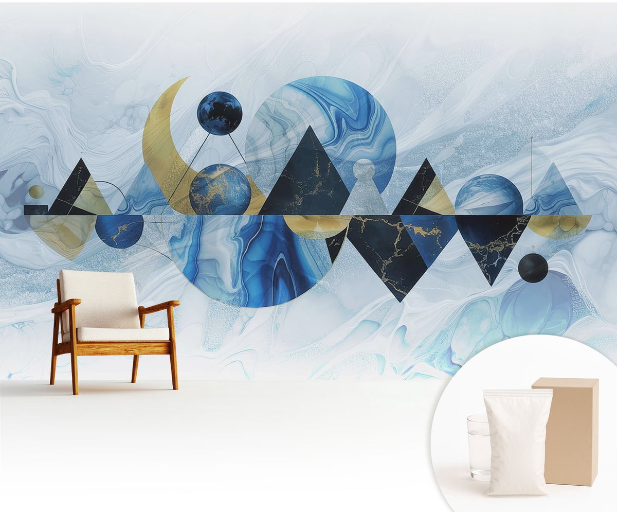 Wallfluent Fotobehang - Wit Vliesbehang - 416x254 cm - Kosmische Elegantie Muurschildering - Gang behang Abstractie - Fotobehang Vlies - Slaapkamer behang