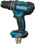 Makita accuklopboormachine in zwart en blauw met LXT-accuaansluiting en riemhaak.