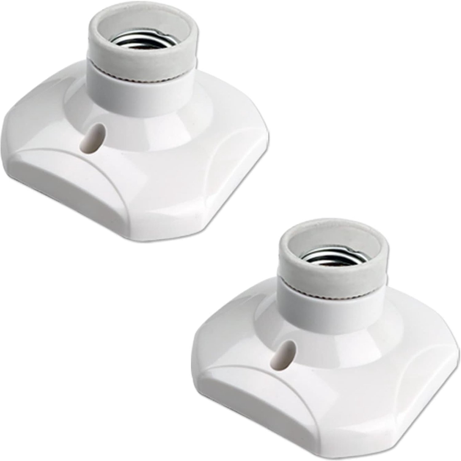 Set van 2 E27 schroeffitting voor plafondlampen binnenshuis - 230V wisselstroom - LED-lamphouder, kunststof voet voor garage-/werkplaatsplafonds