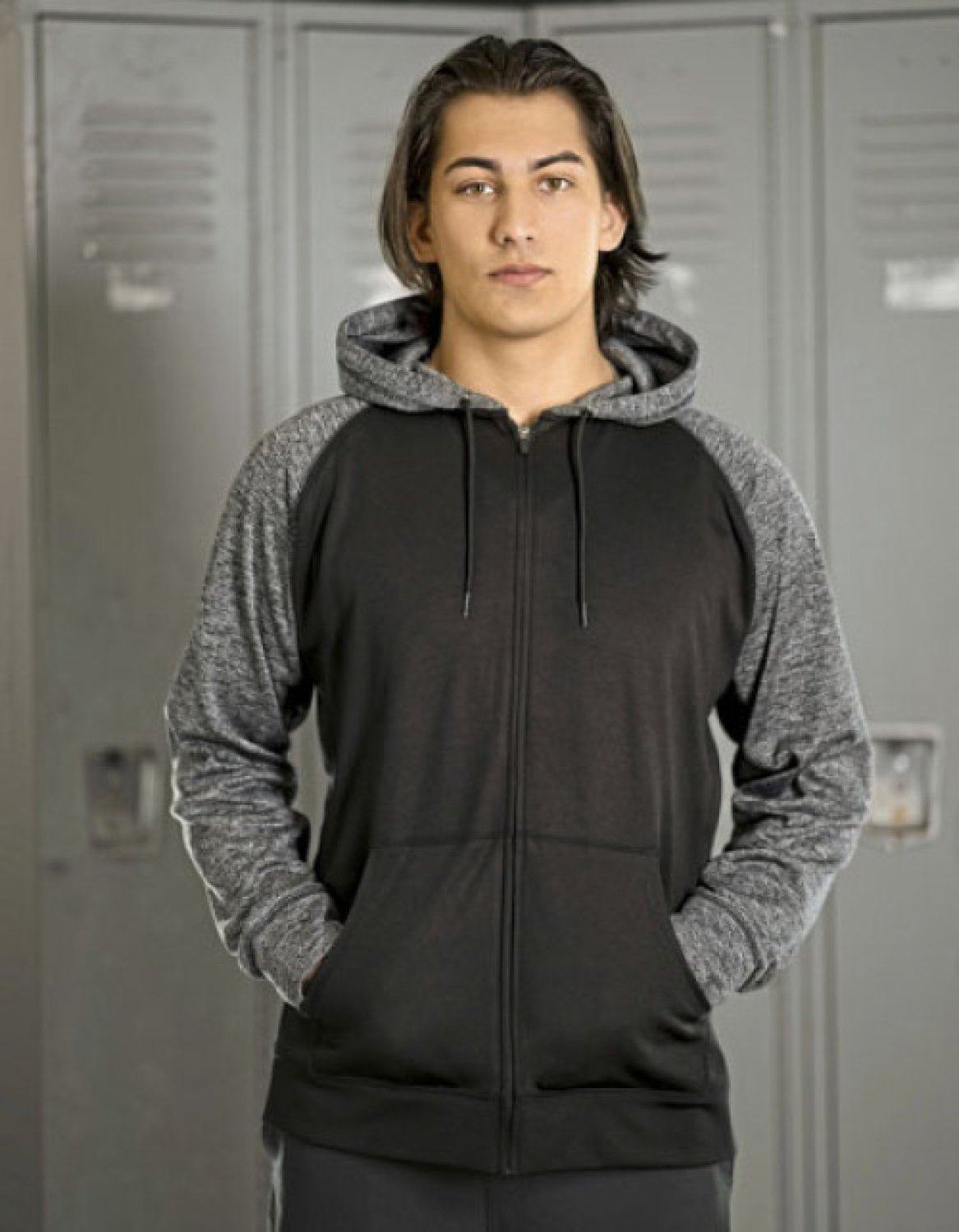 Burnside Performance Raglan Hoodie BU8660 /Heather Charcoal Zwart