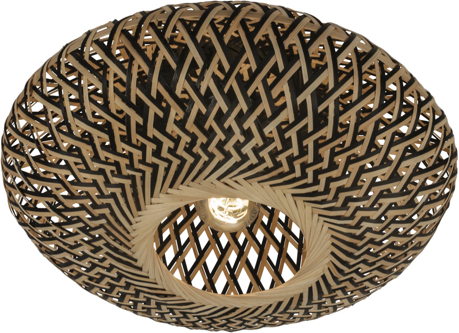 Lumidora Plafondlamp 74749 - Plafonniere - JOAH - E27 - Zwart - Naturel - Rotan - ⌀ 40 cm