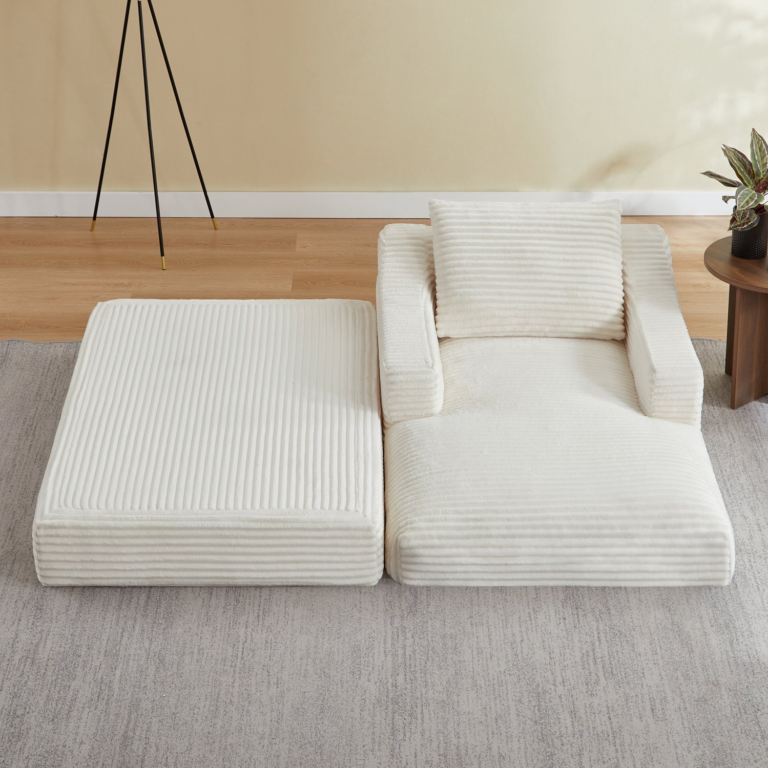 CHICFURN Fauteuil - Uitklapbaar - Dubbele laag - Wit