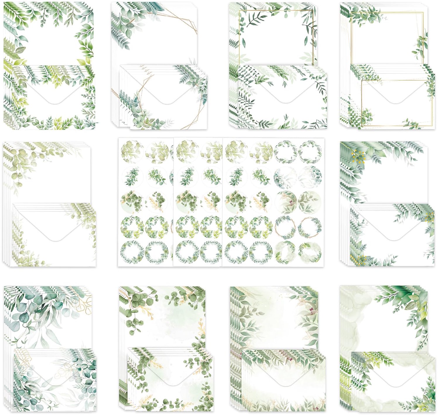Elegante Eucalyptus Bladeren Briefpapier Set - 50 Vel en Enveloppen
