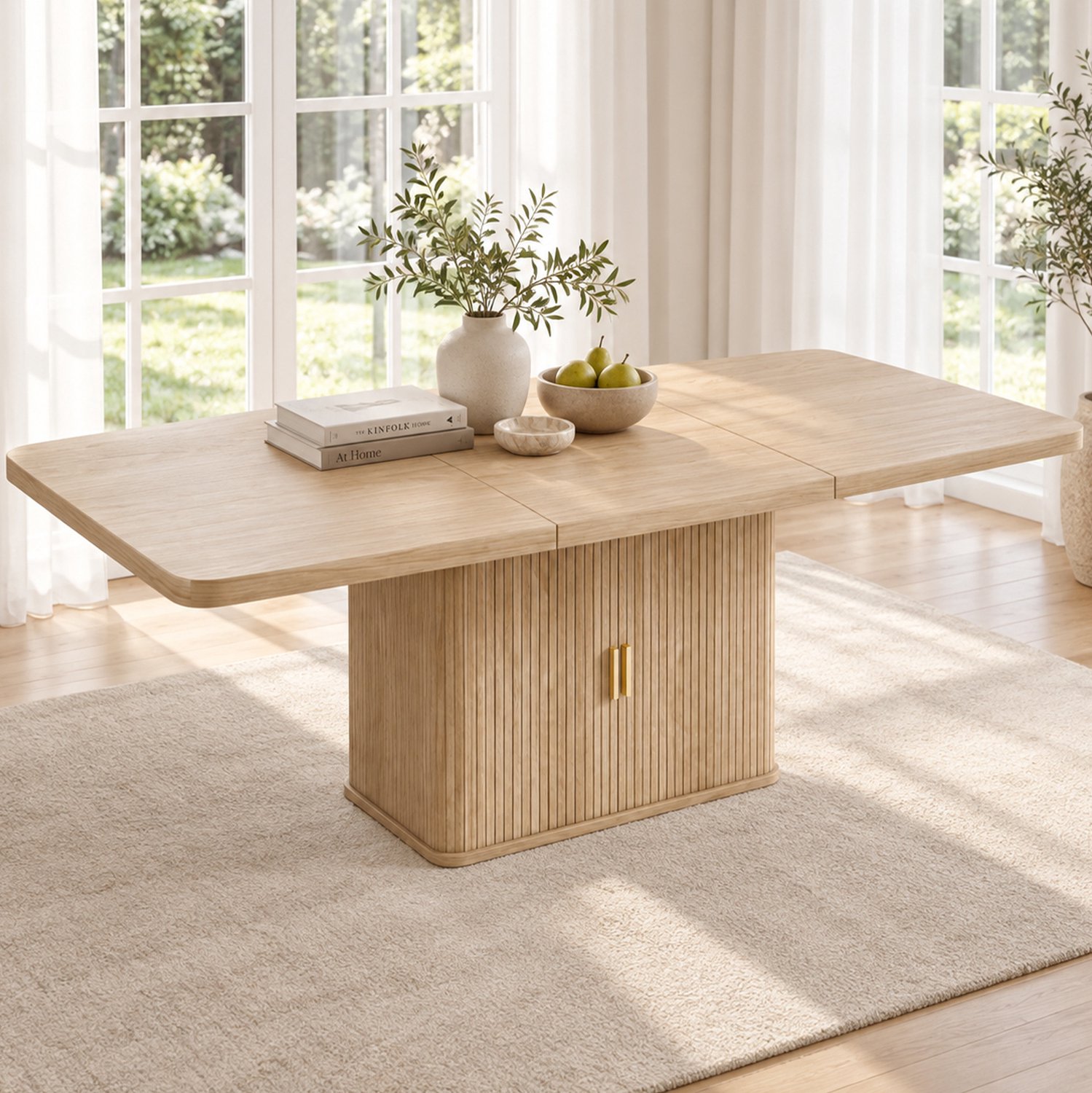 FloraGrace Eettafel - Uitschuifbaar Met Opbergruimte - Voor 6 Tot 8 Personen - MDF - 150 Tot 200 x 90 x 75 Cm - Eikenkleur