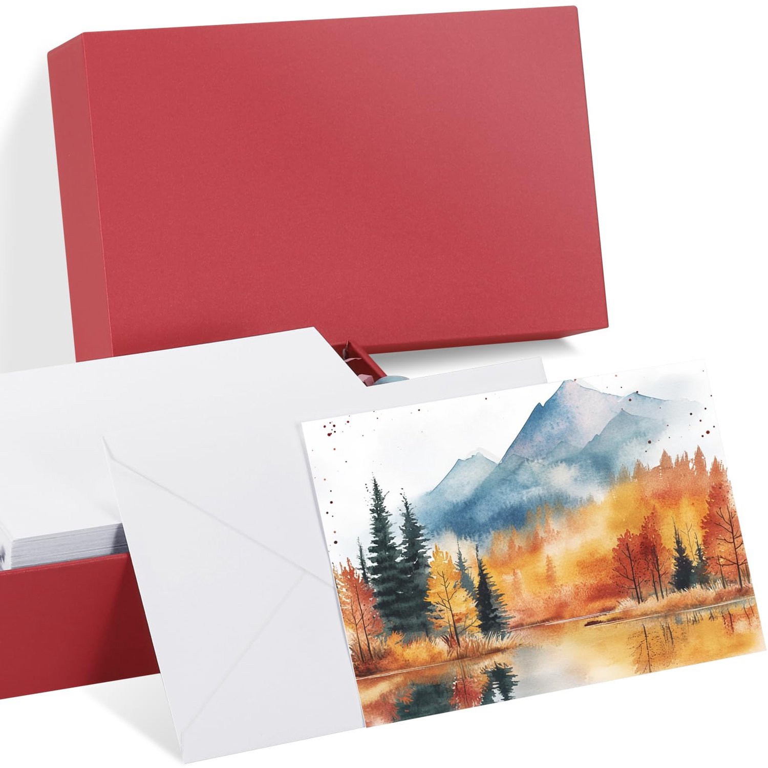 Set van 30 Puur Katoenen Aquarelkaarten met Enveloppen