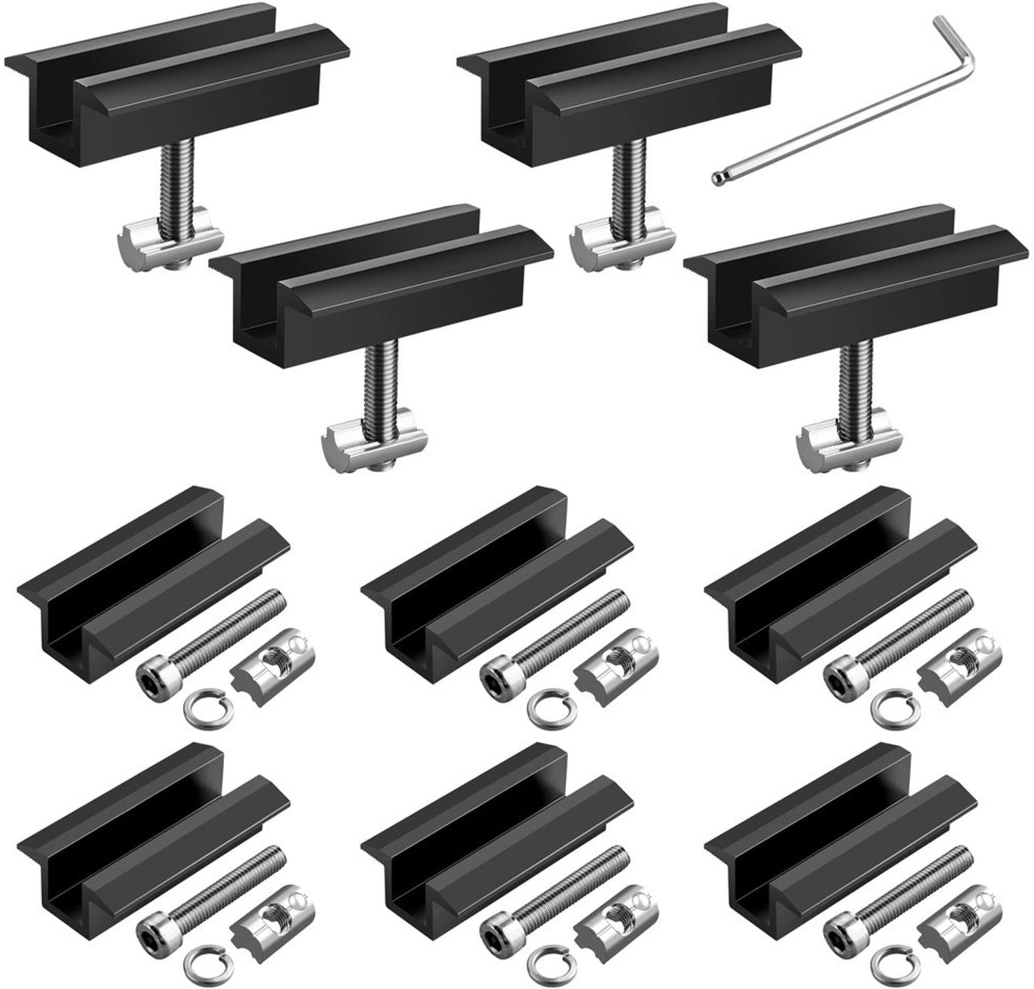 Set van 10 Aluminium Middenklemmen voor Zonnepanelen 30-42 mm - Zwart
