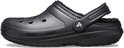 Zwarte Crocs Classic Lined Clog zijaanzicht met zwarte voering en kenmerkend logo.