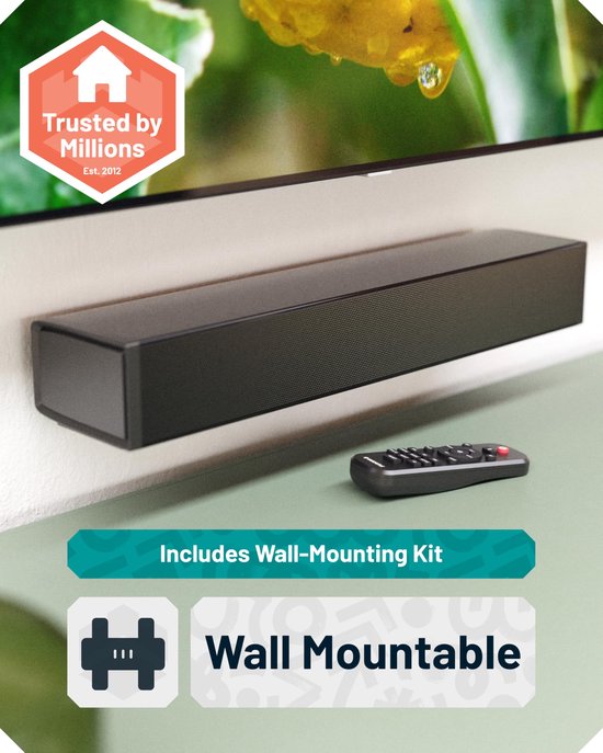 soundbar voor tv | Bluetooth mini-soundbar | 60W 2.0 tv-luidspreker | pc gaming-soundbar | HDMI ARC soundbar met AUX | inclusief muurbeugel en afstandsbediening — afbeelding 3