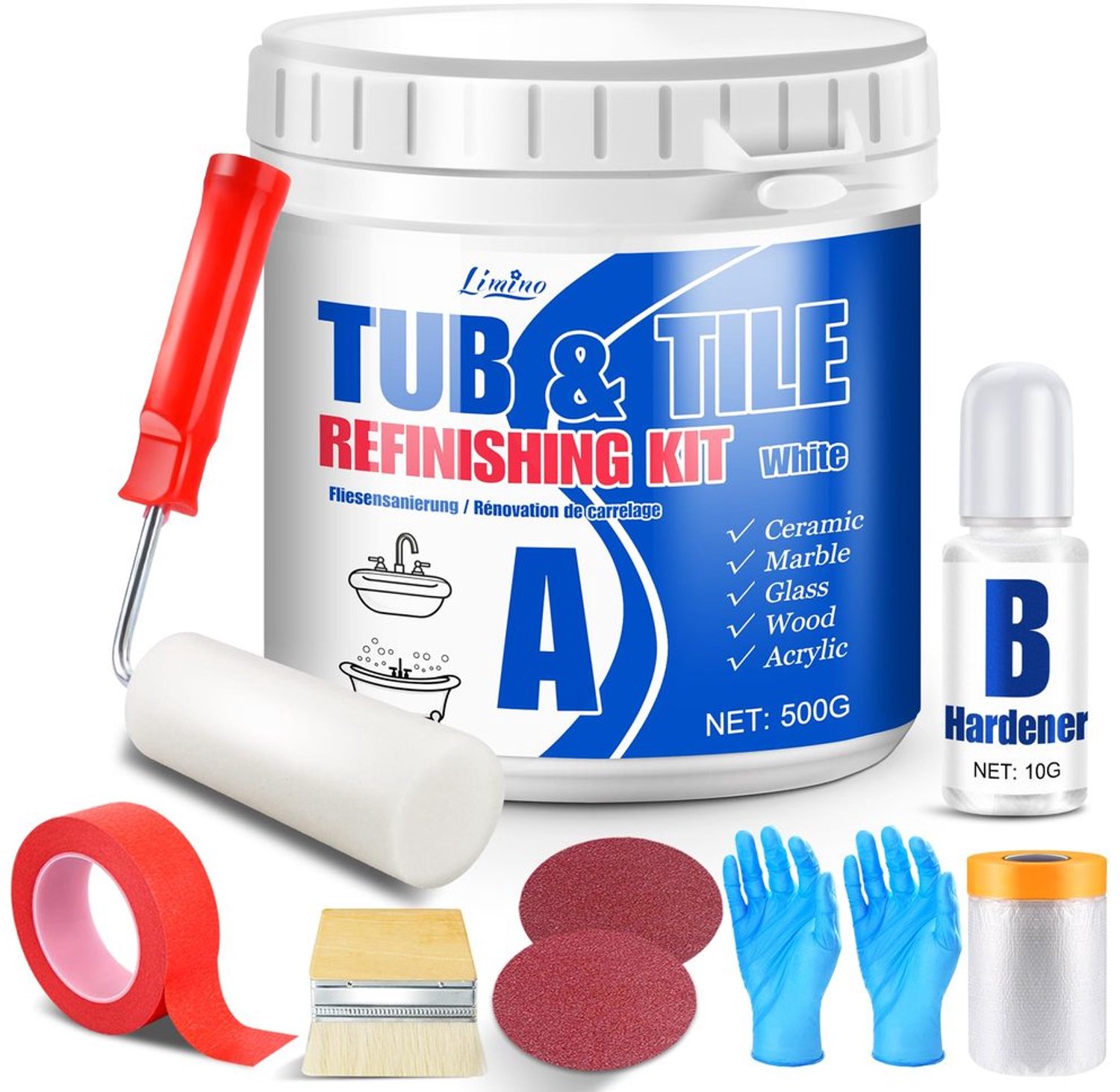 Badkuip en Tegel Reparatie Kit - Semi-Gloss Witte Tegelverf met Gereedschap
