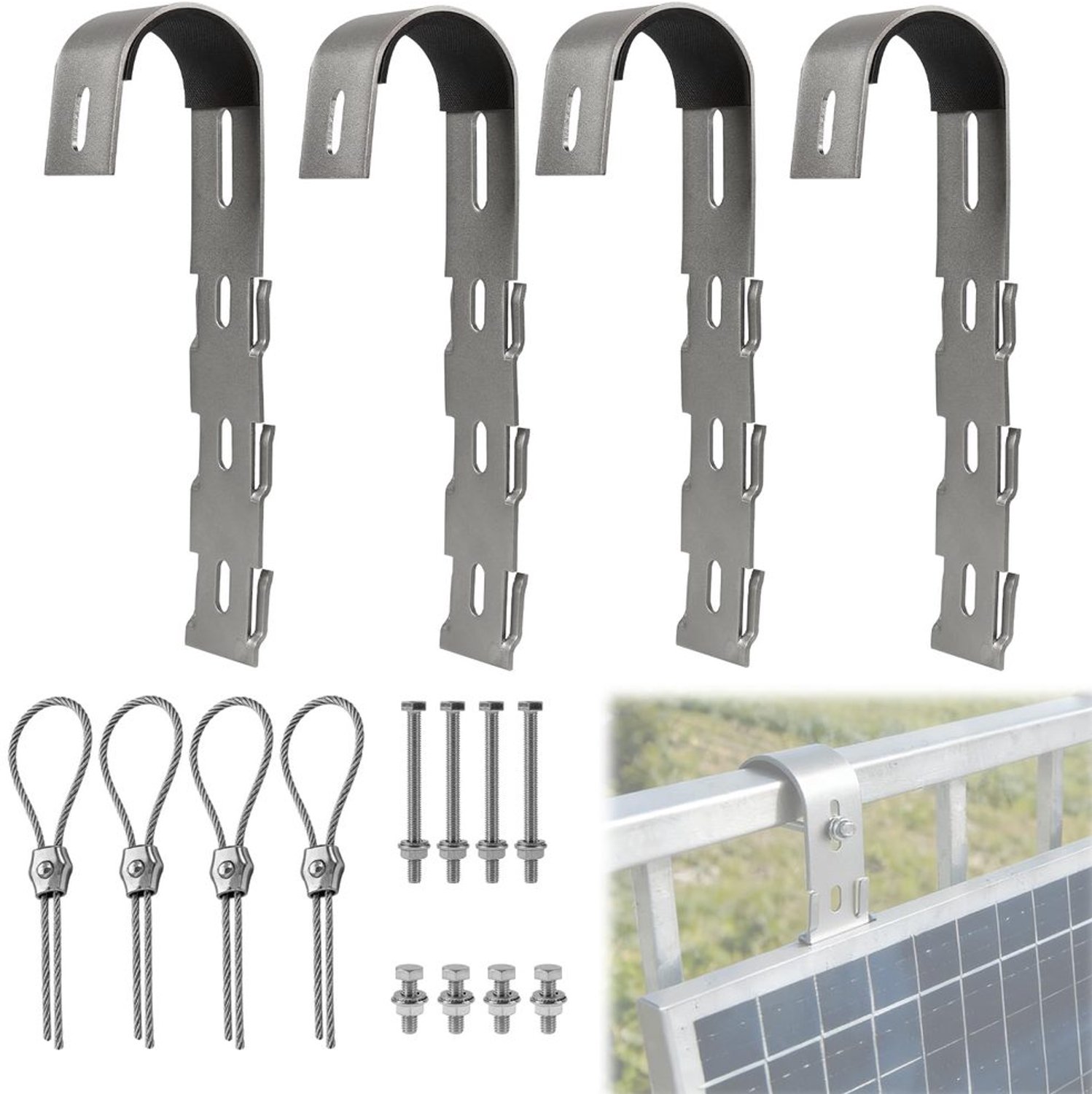 Set van 4 RVS Bevestigingshaken voor Zonnepanelen