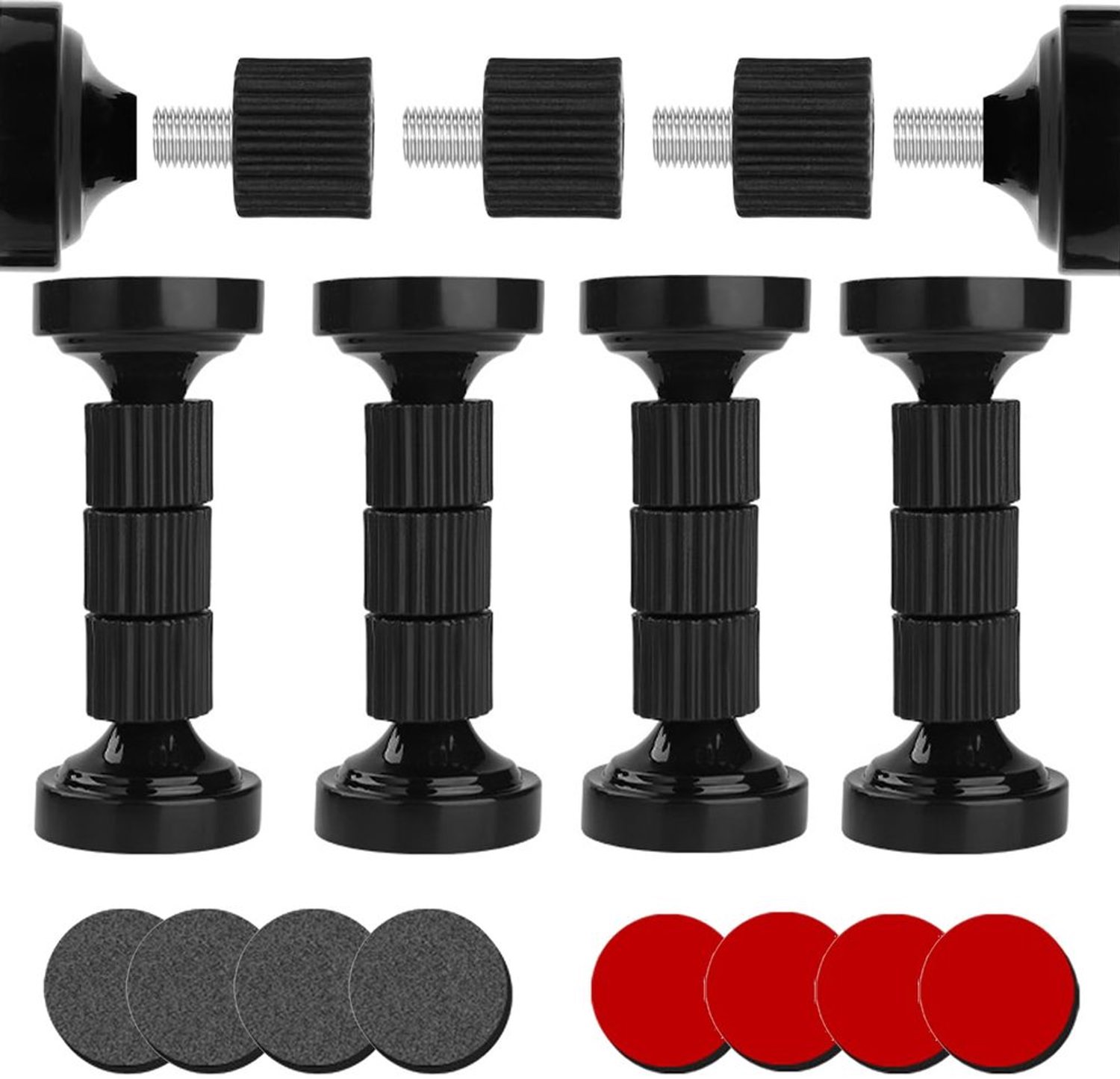 Set van 4 Verstelbare Bedframe Hoofdeinden met Wandstabilisator