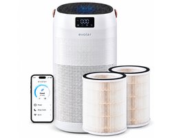 Evolar Luchtreiniger met 2x HEPA 13 Filter - CADR: 400m3/h - Air Purifier - Huisdieren - Slaapmodus - Slaapkamer / Woonkamer / Kantoor - Pure4+