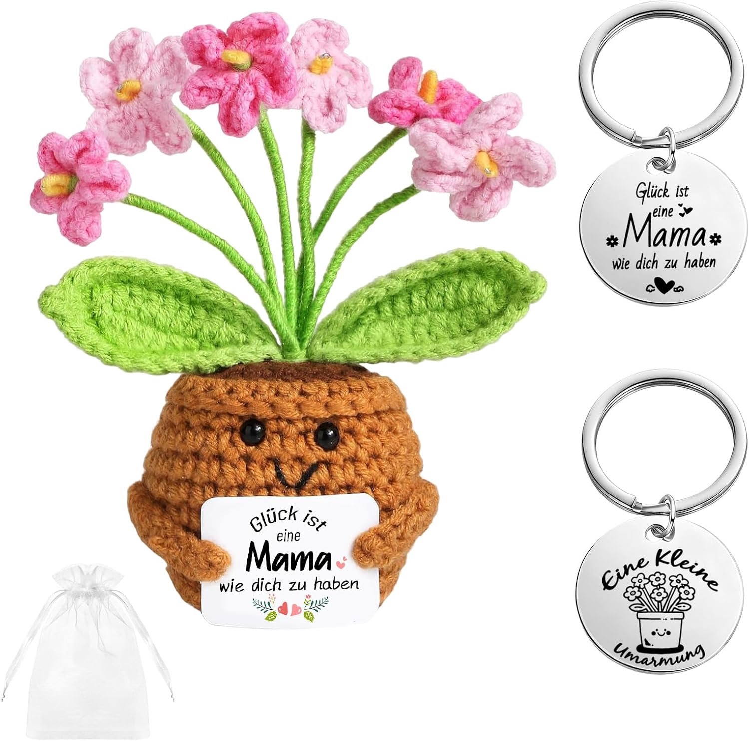 Cadeau voor mama, beste mama cadeau - positieve plant gebreide bloemen