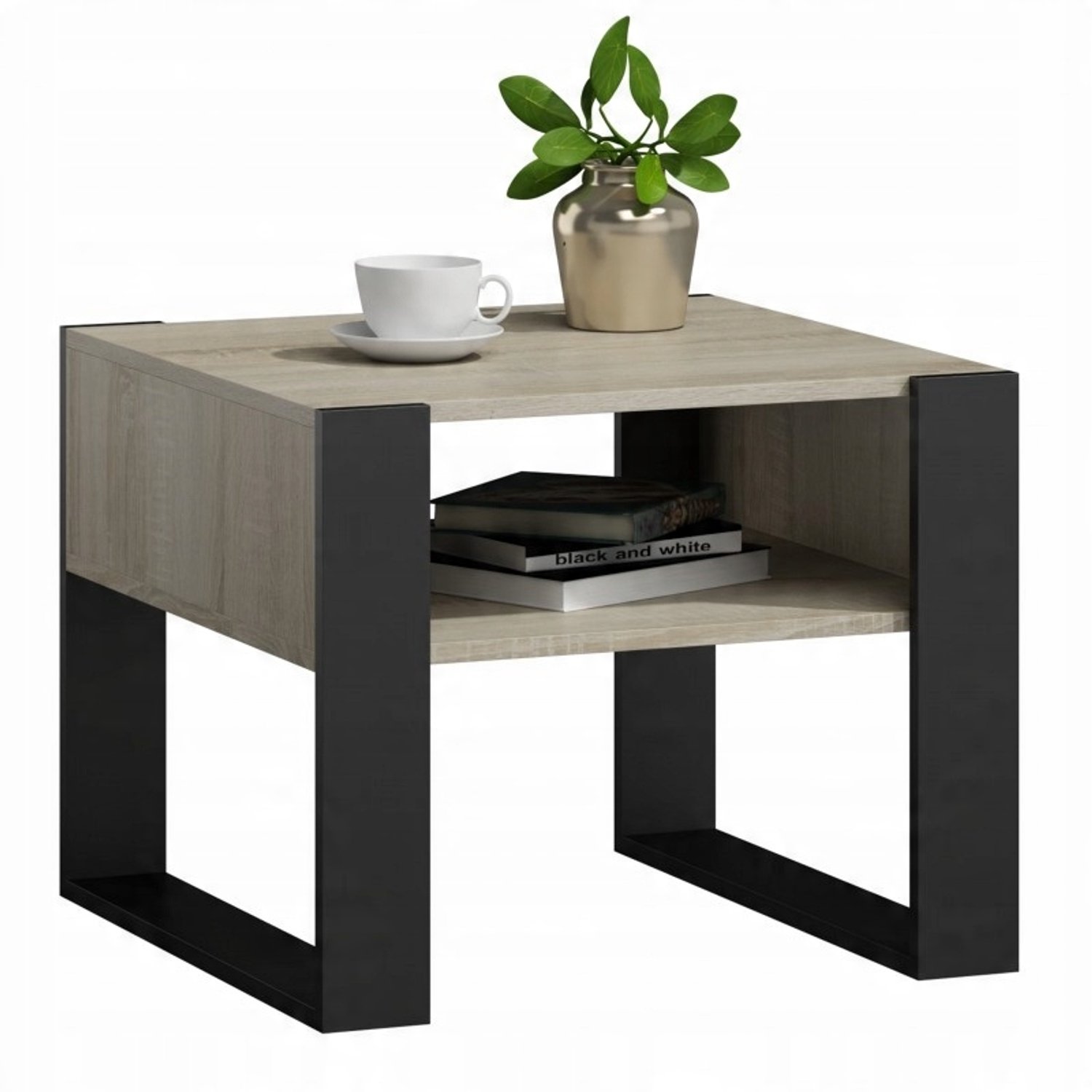 Per La Vita Kaja - Salontafel - Vierkant - Sonoma-eiken en zwart