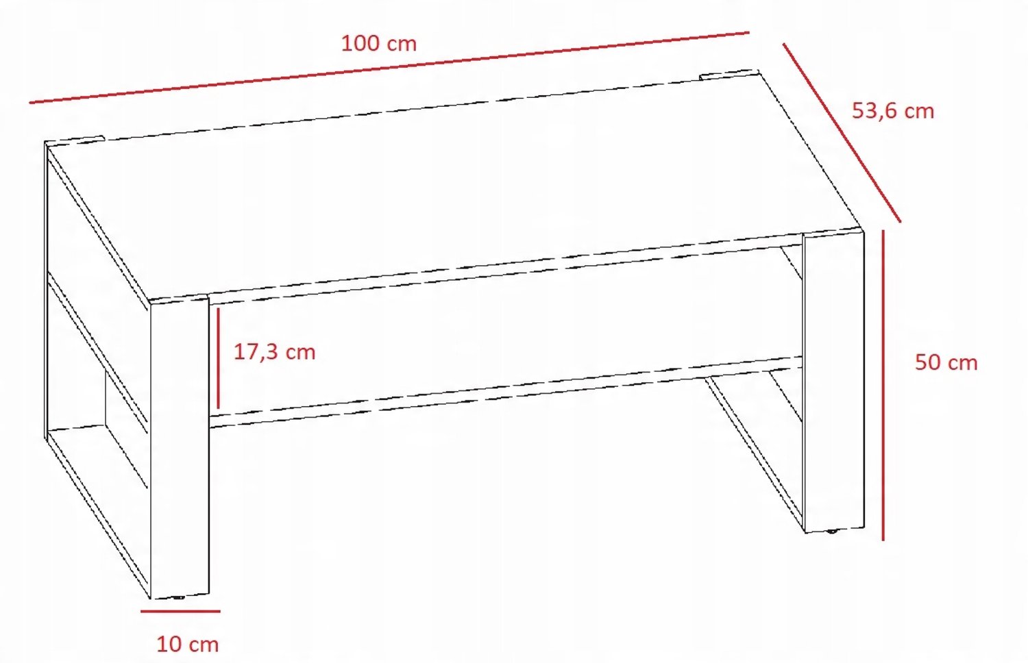 Per La Vita Kaja - Salontafel - Artisan Eiken en Zwart - 100 x 53,6 cm