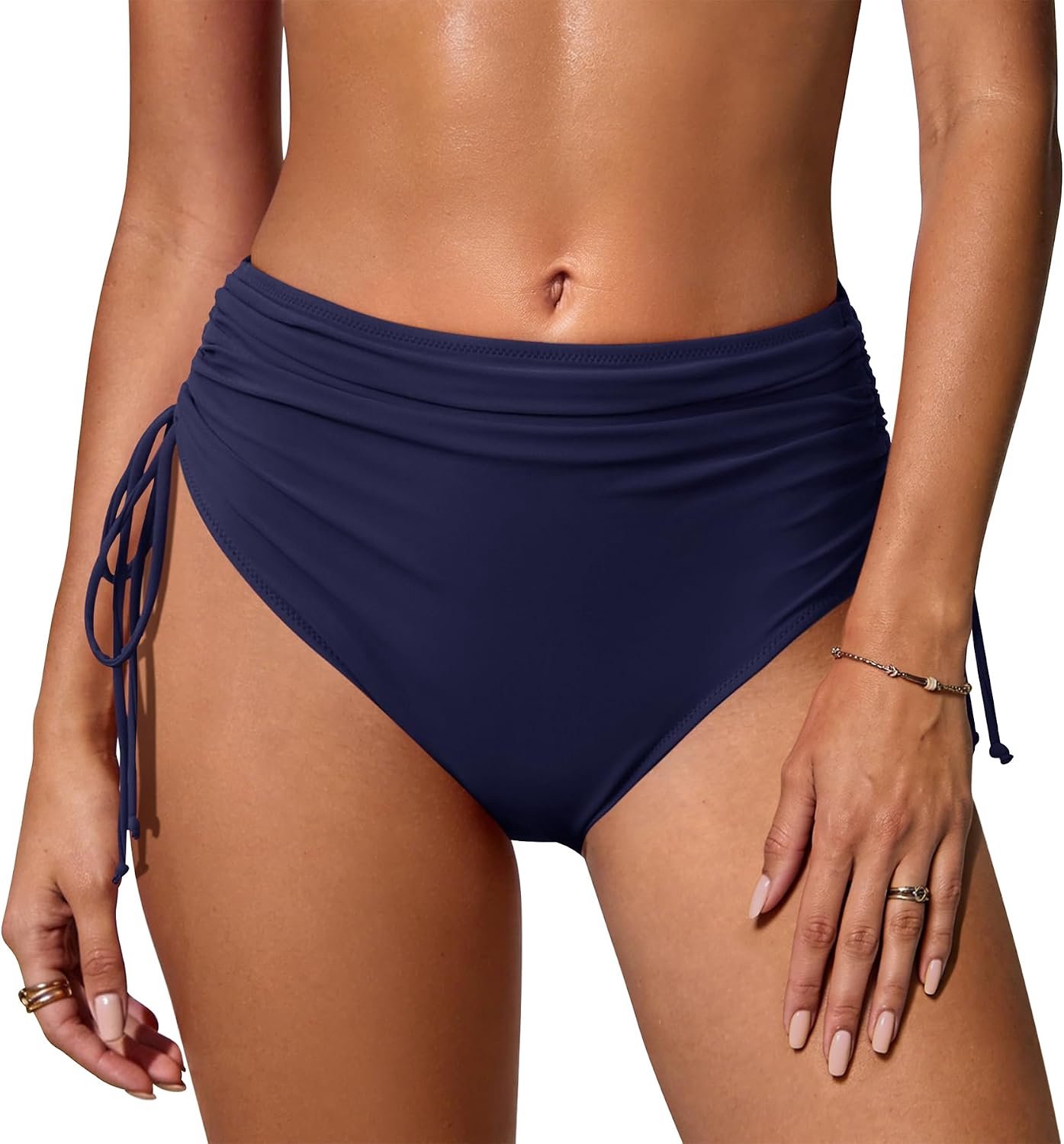 Badebroek met hoge taille en plooien