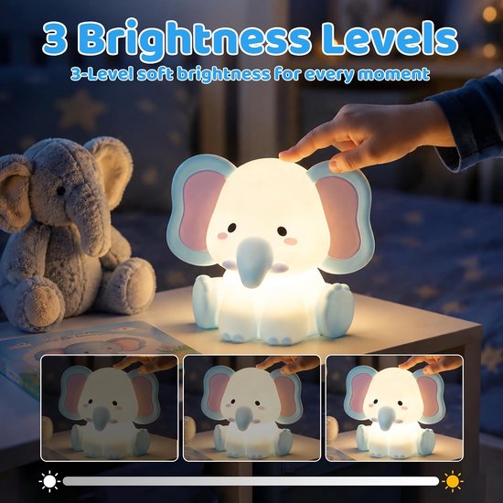 Oplaadbaar nachtlampje kinderen - Nachtlampje Kinderen - Nachtlampje Stopcontact met Bewegingssensor - Touchbediening - Wake-up Light - Kinder nachtlampje - Draadloos - Nachtlampje baby – Bedlampje - Nachtlampje voor het slapengaan — afbeelding 5