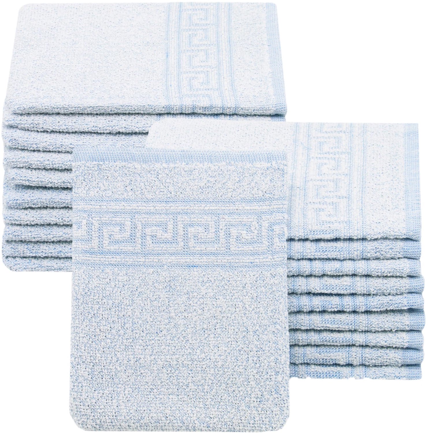 Set van 20 Washandjes - 70% Katoen, 30% Polyester - Blauw